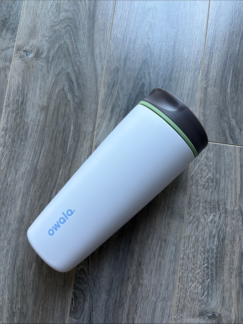 Owala Pink Travel Tumbler with Green and Brown Accent